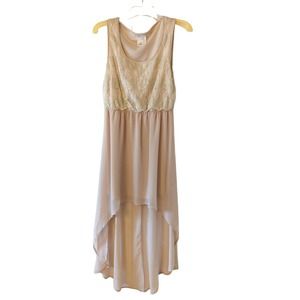 Jella Couture Nude Beige High Low Sequin Dress
